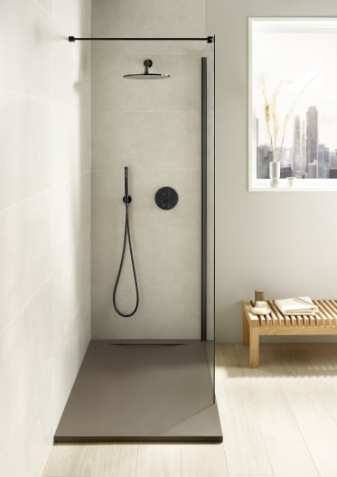 Roca - Plato de ducha Pyros extraplano de STONEX® Beige - BricoandPool