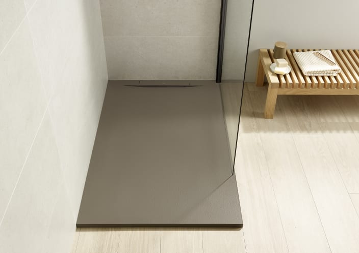 Roca - Plato de ducha Pyros extraplano de STONEX® Pizarra - BricoandPool