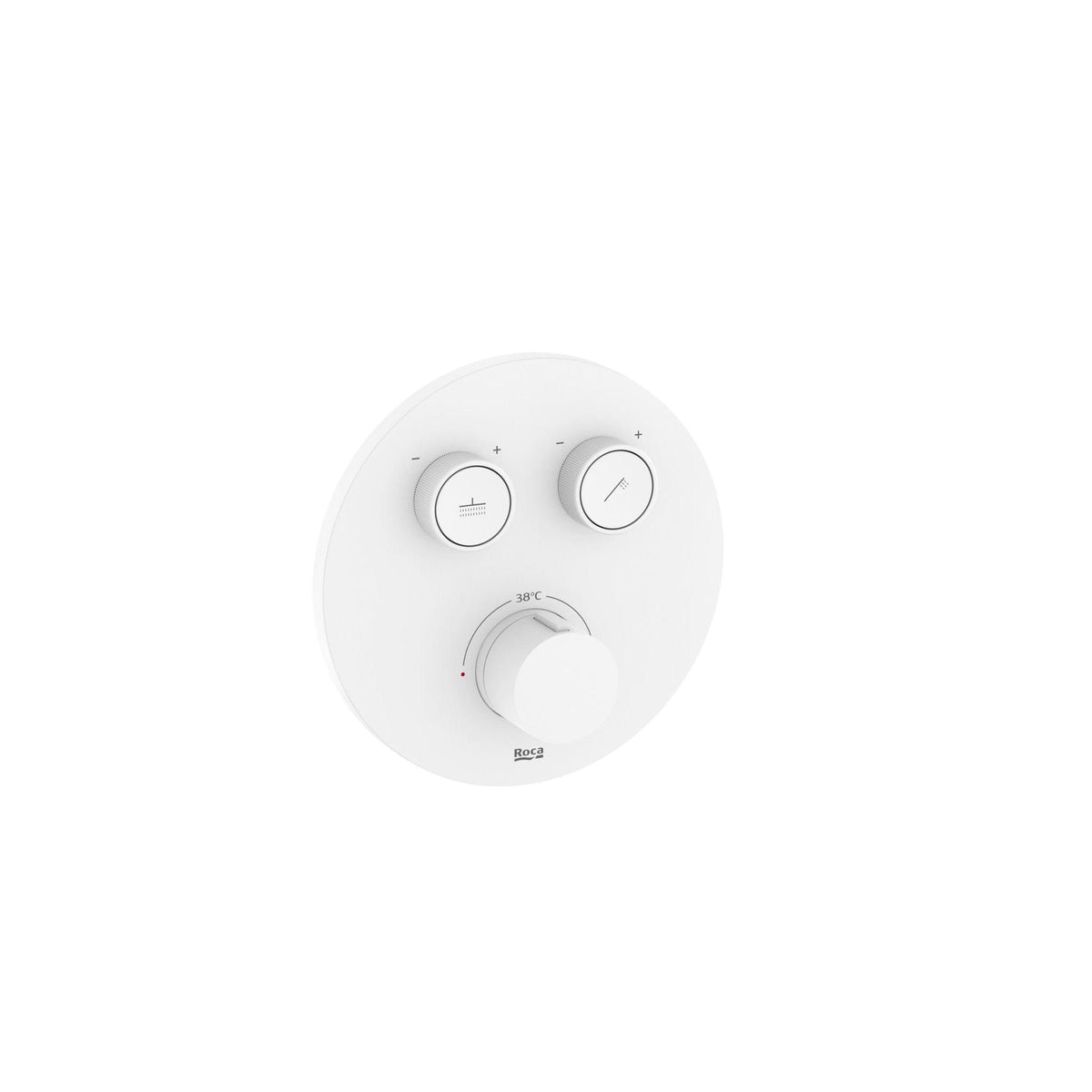 Roca - T - 3000 ROUND grifería termostática empotrable para baño - ducha con regulador de caudal, blanco mate A5A2K09B00. - BricoandPool