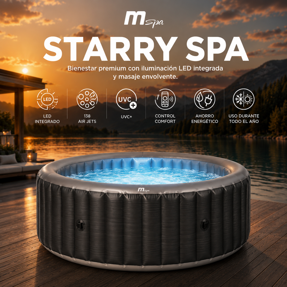 MSpa – Spa hinchable circular Starry 4–6 personas