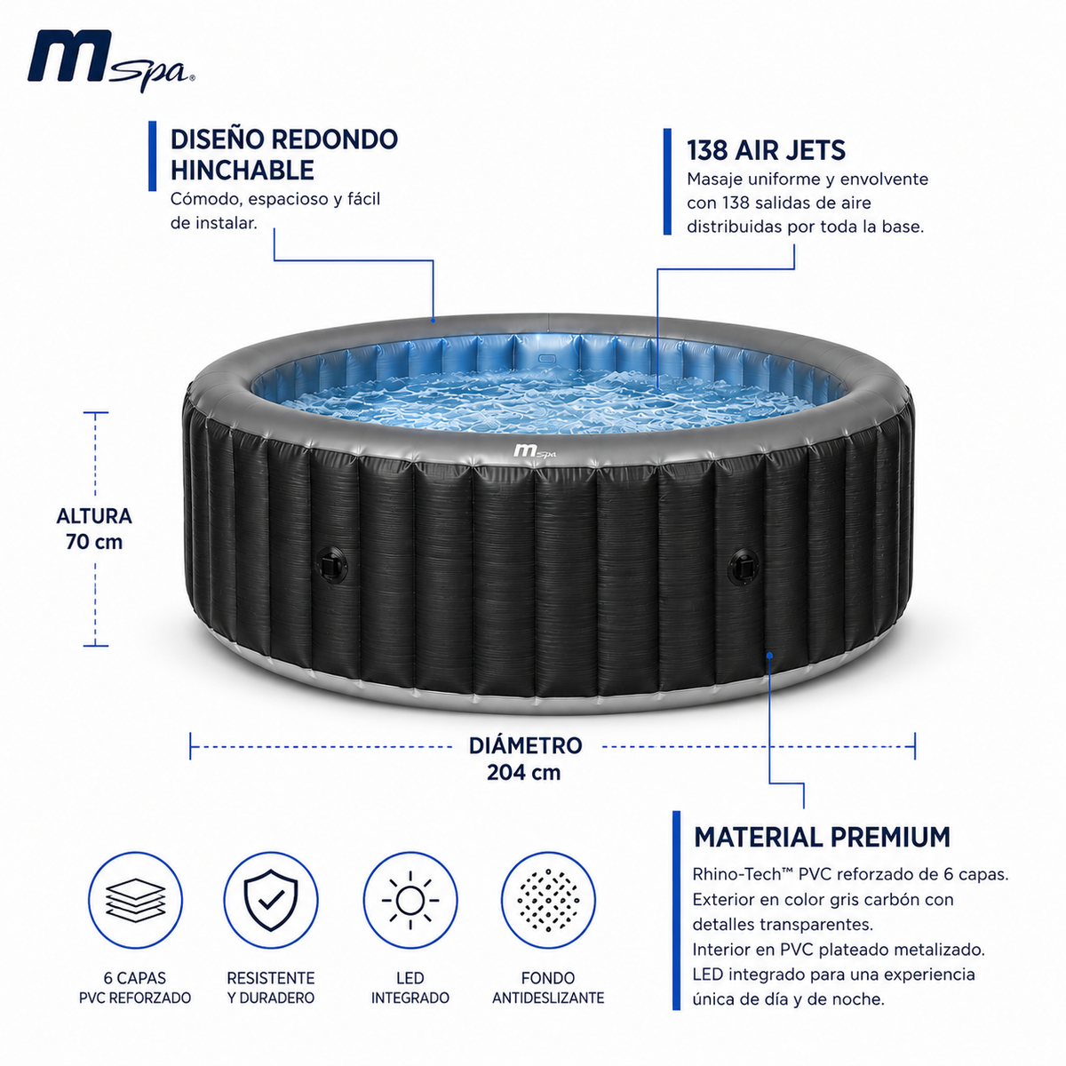 MSpa – Spa hinchable circular Starry 4–6 personas