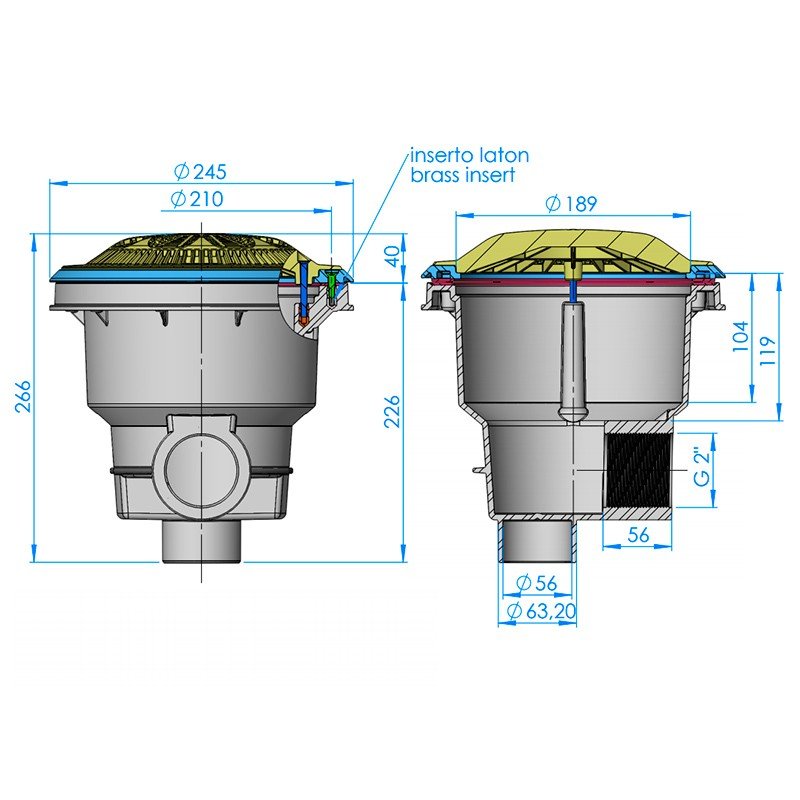 Sumidero Norm ABS rejilla antivortex piscina liner y prefabricada Astralpool - BricoandPool